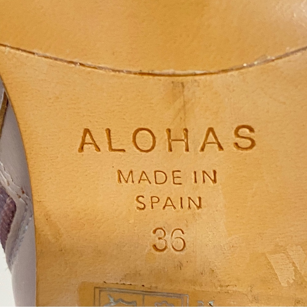 ALOHAS light purple brown leather west vintage chunky block heel ankle boots - Picture 9 of 14